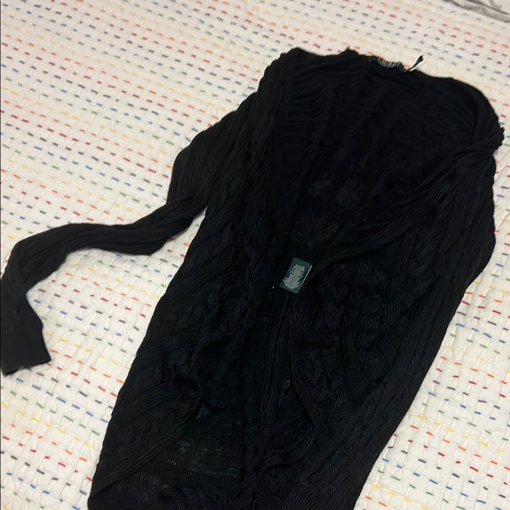 Ralph Lauren Black Long Sleeve Ruched Blouse